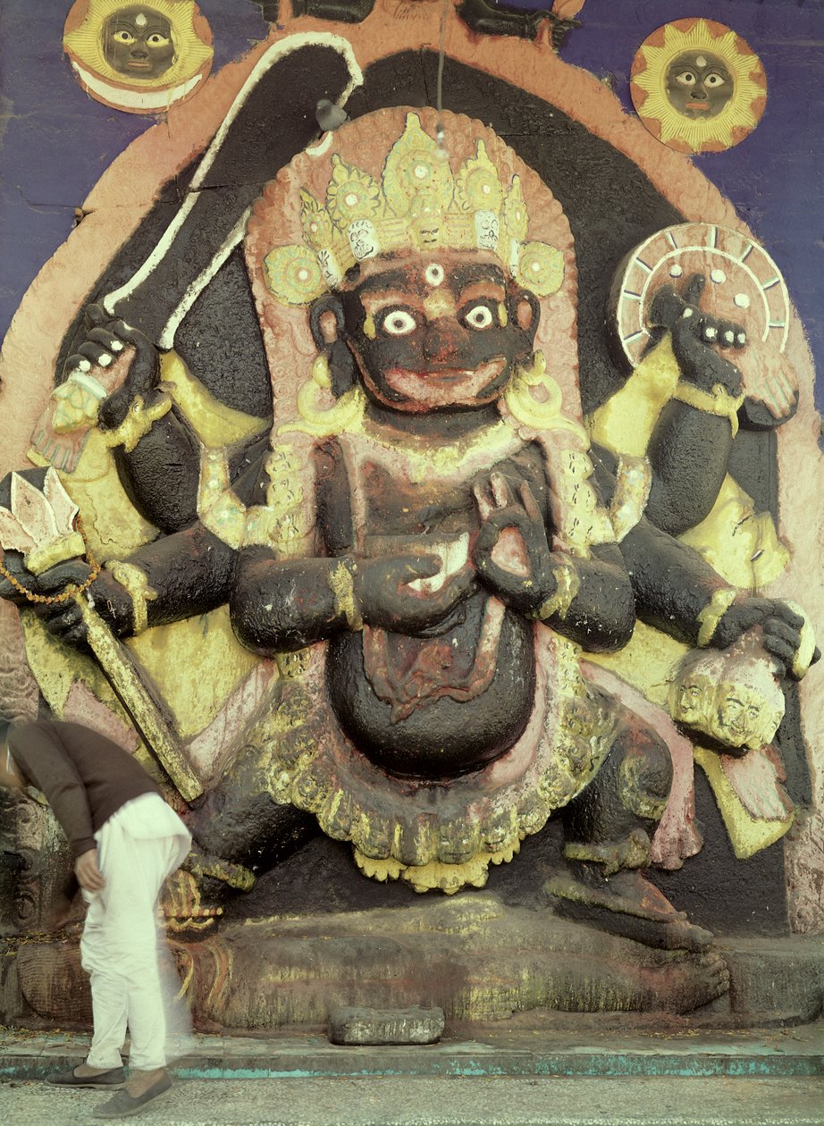 Relief av Kali på Durbar Square (polykrom sten) av Nepalese School