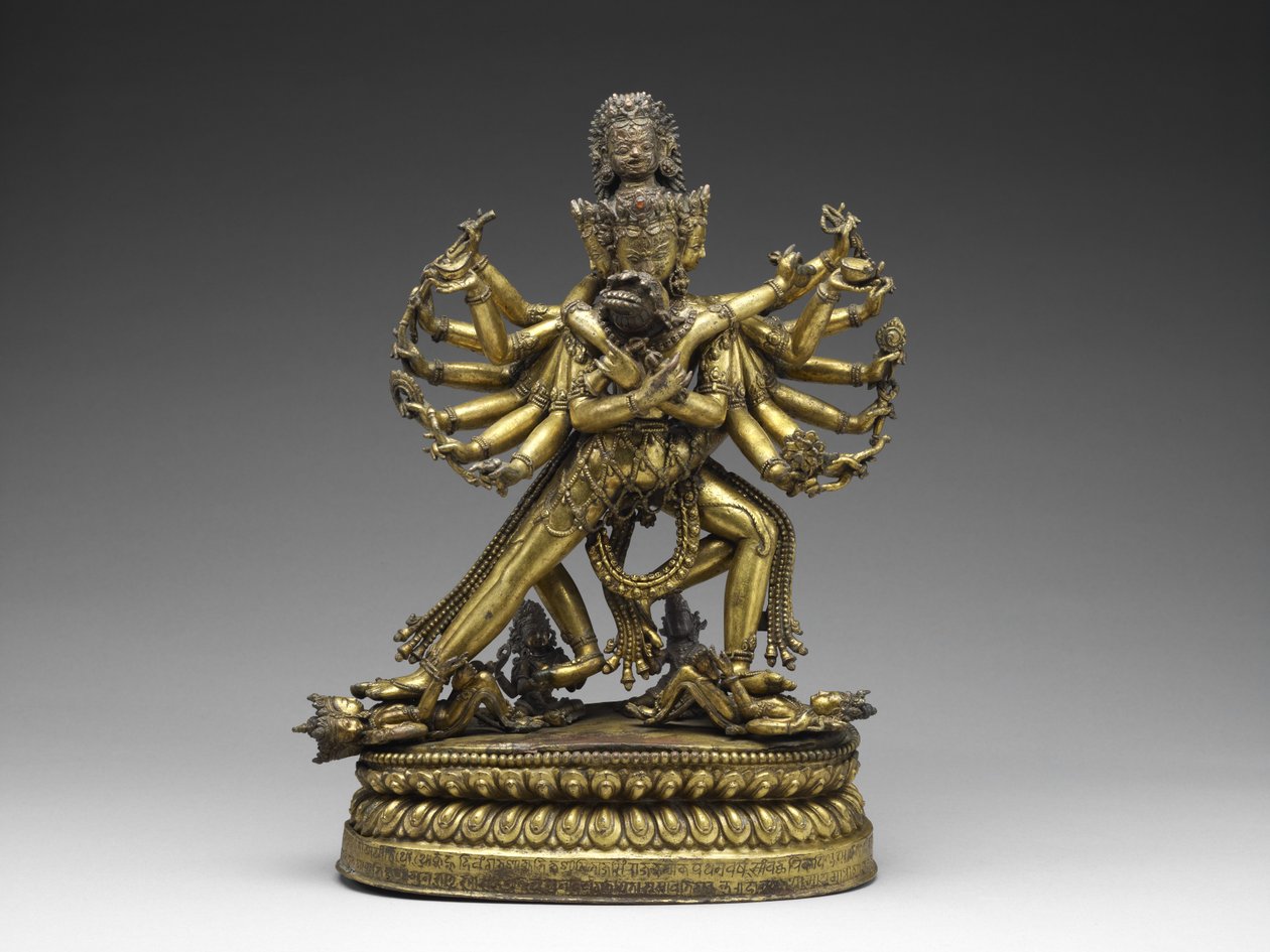 Shastradhara (vapenbärande) Hevajra, ca. 1531 (förgylld koppar och pigment) av Nepalese School