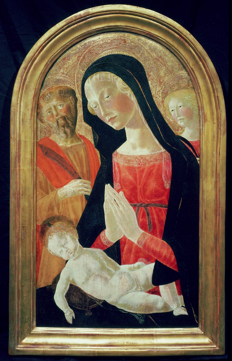 Madonna och barn (tempera på panel) av Neroccio di Landi