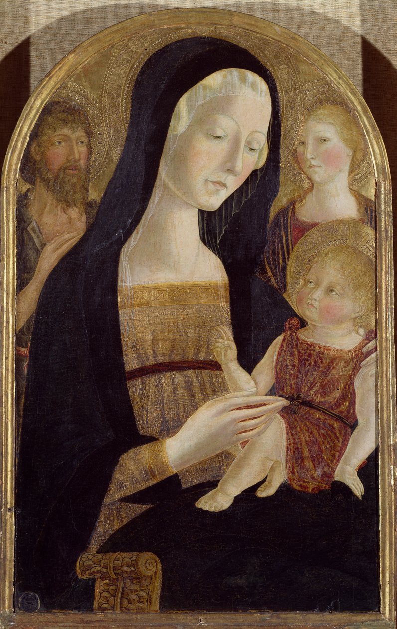Madonna och barn med de heliga Johannes Döparen och Maria Magdalena, av Neroccio av Bartolomeo de