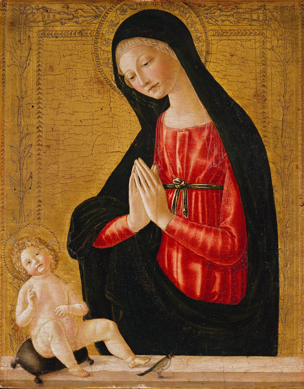 Madonnan som avgudar barnet av Neroccio di Landi