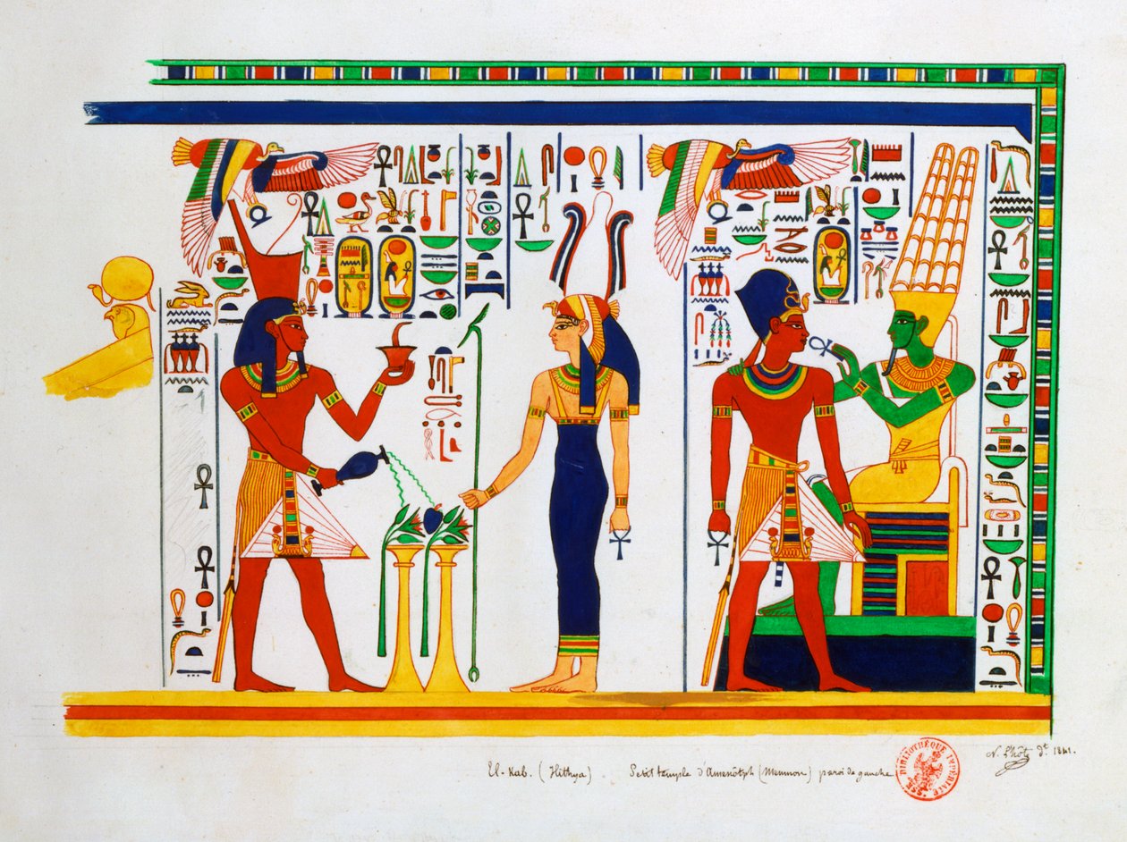 Väggmålning från El-Kab, Egypten, 1841 av Nestor l