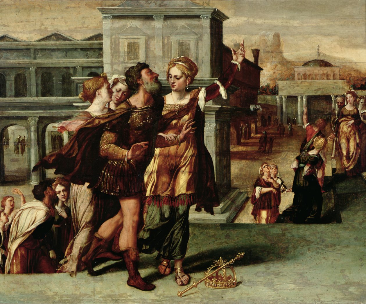 Augustus (63-14 f.Kr.) och Sibyllan från Tiburtin, ca 1540-50 av Netherlandish School