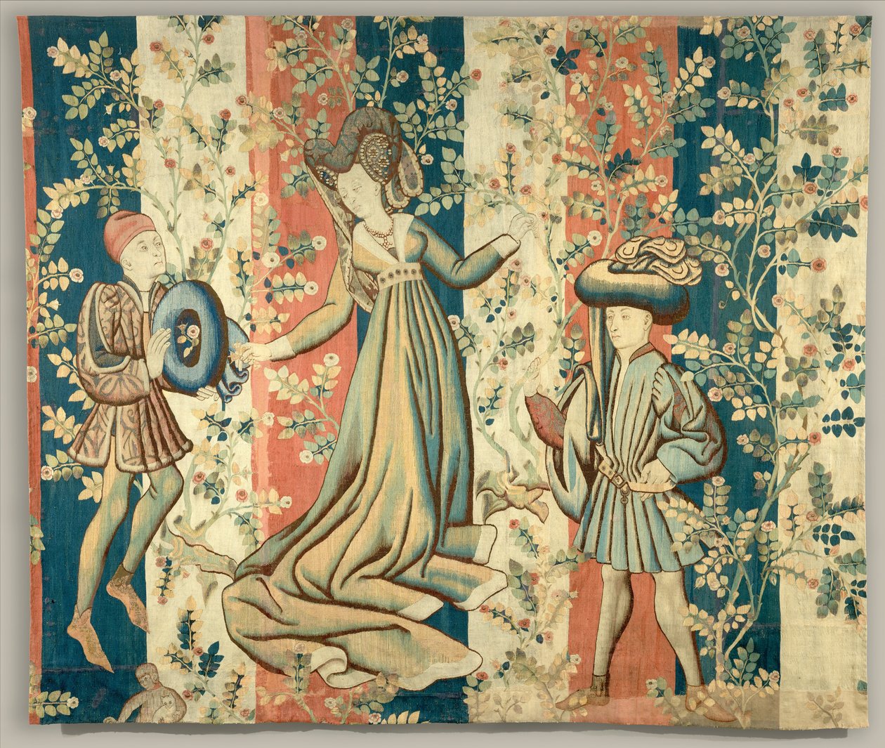 Courtiers in a Rose Garden: A Lady and Two Gentlemen, c.1440–50 av Netherlandish School