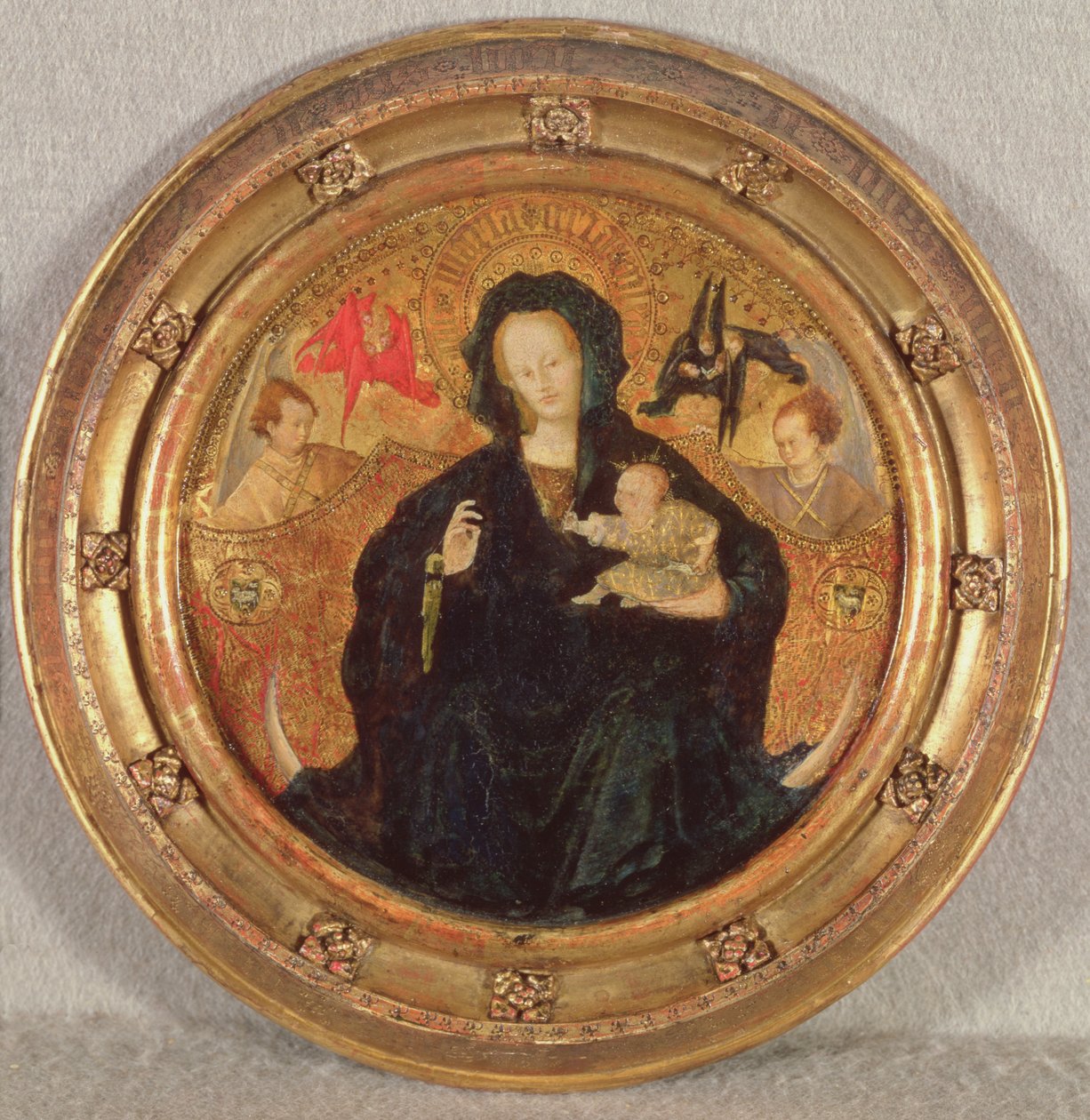 Madonna med Kristusbarnsskriften, 1410-20 (olja och bladguld på trä) av Netherlandish School