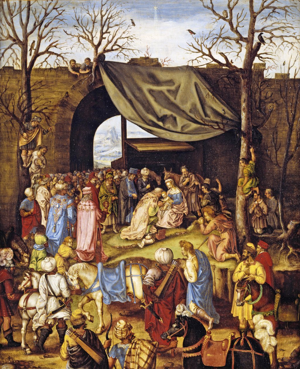 Tillbedjan av Magi av Netherlandish School