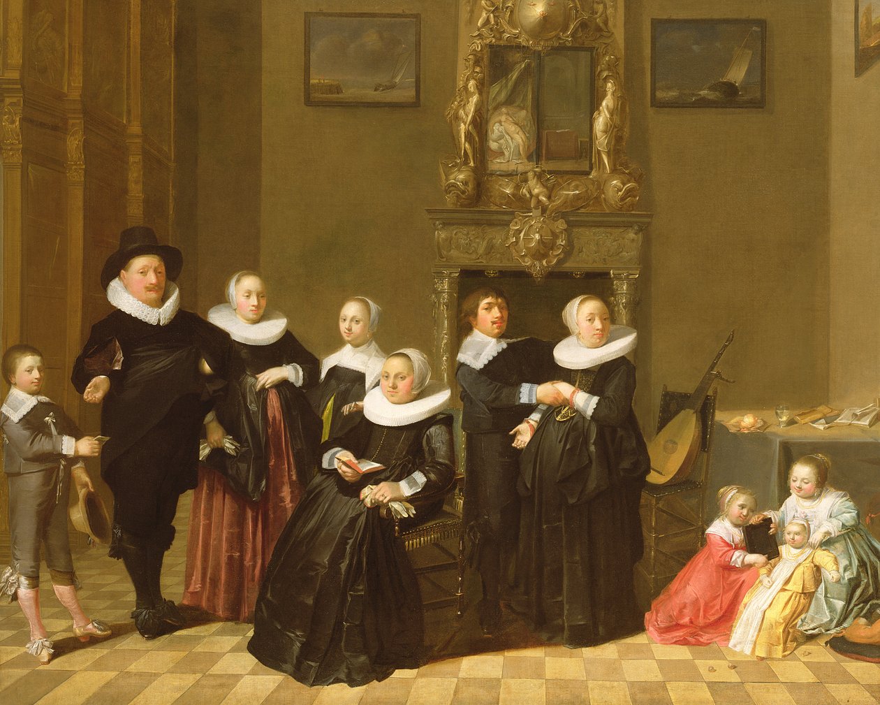 Familjen till en Stadhouder i en elegant interiör, 1635 av Netherlandish School