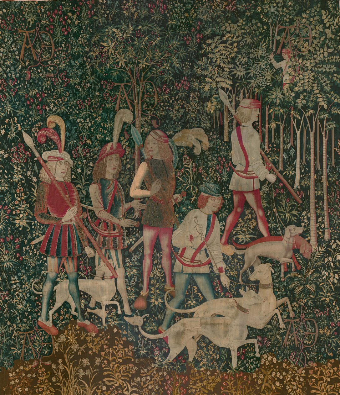Jägarna Enter the Woods, ca 1500 av Netherlandish School