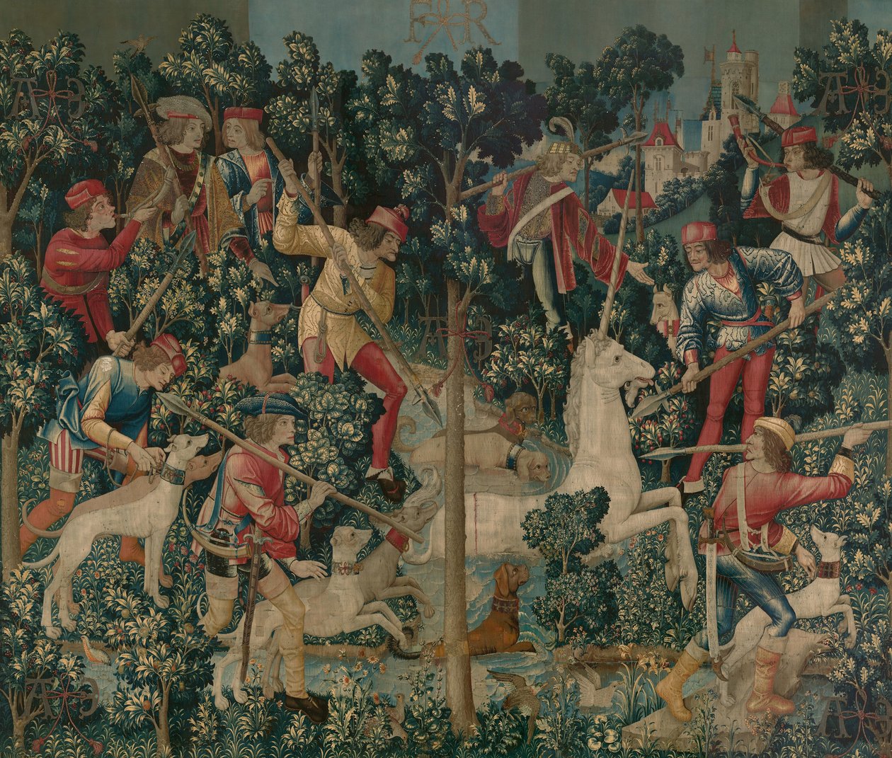 Enhörningen är attackerad, c.1500 av Netherlandish School