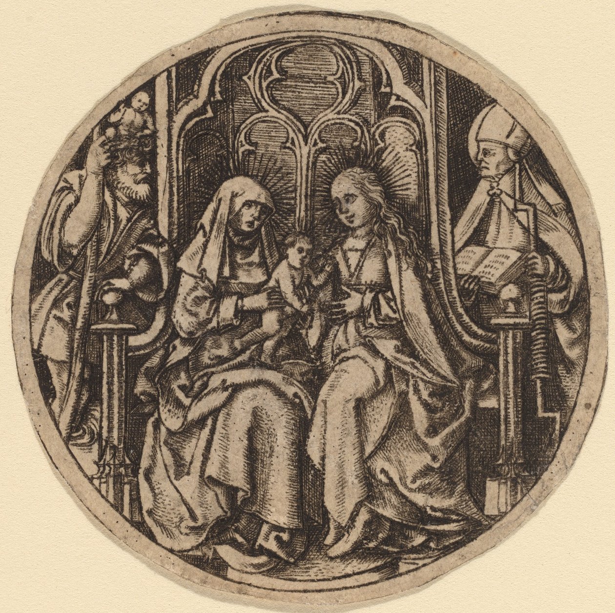 Madonna och barn med de heliga Christopher och Erasmus av Netherlandish 15th Century