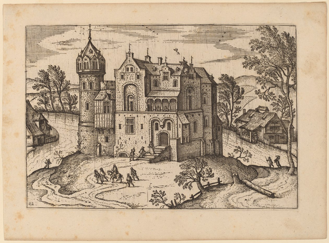 Slott vid en flod av Netherlandish 16th Century