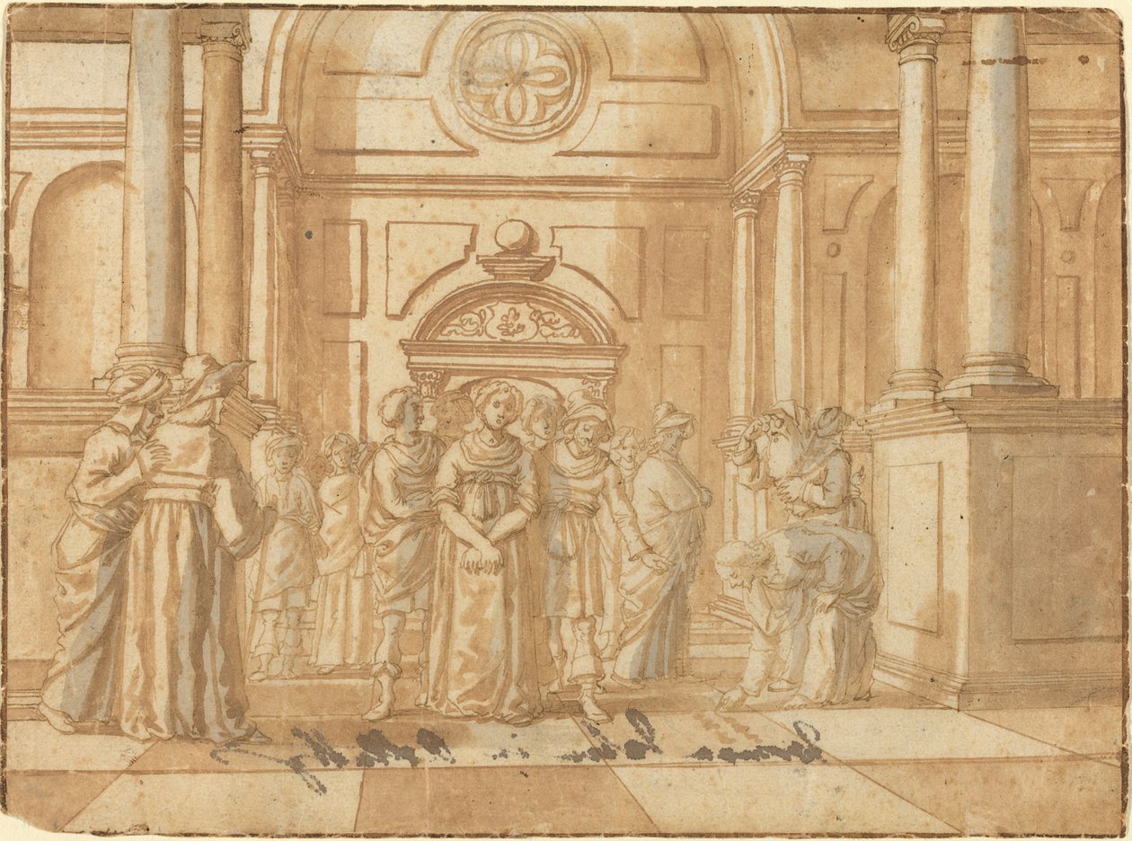 Kristus och kvinnan tagen i äktenskapsbrott av Netherlandish 16th Century