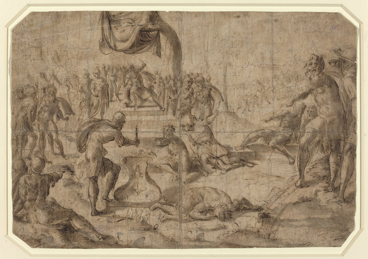 Offerscen (Gaius Mucius Scaevola?) av Netherlandish 16th Century