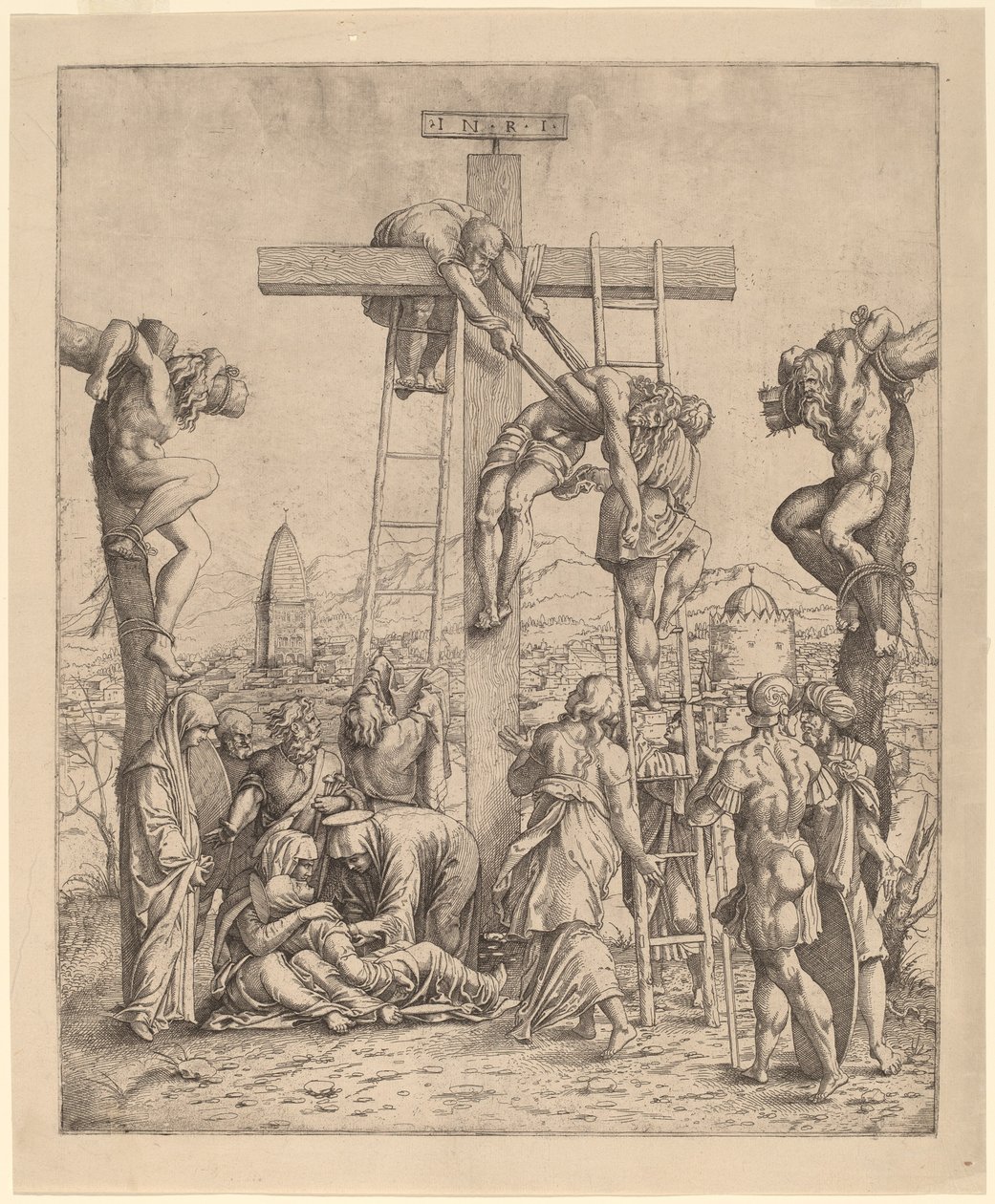 Nedstigningen från korset av Netherlandish 16th Century after Andrea Mantegna