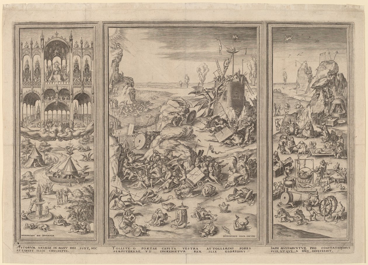Triptyken The Last Judgment av Netherlandish 16th Century after Hieronymus Bosch, Hieronymus Cock