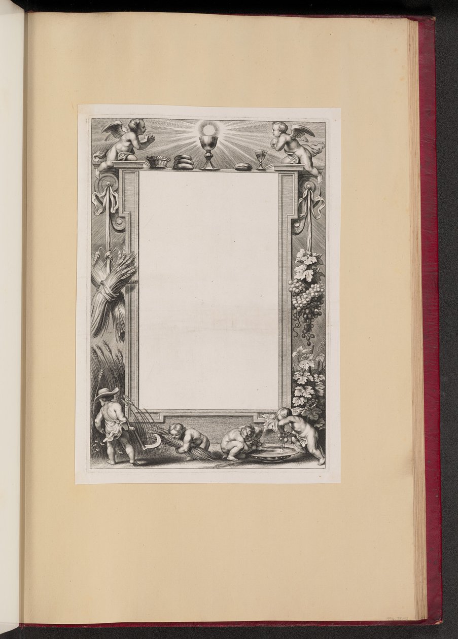 Gränsillustration med Putti skördeoffer till Gud av Netherlandish 17th Century