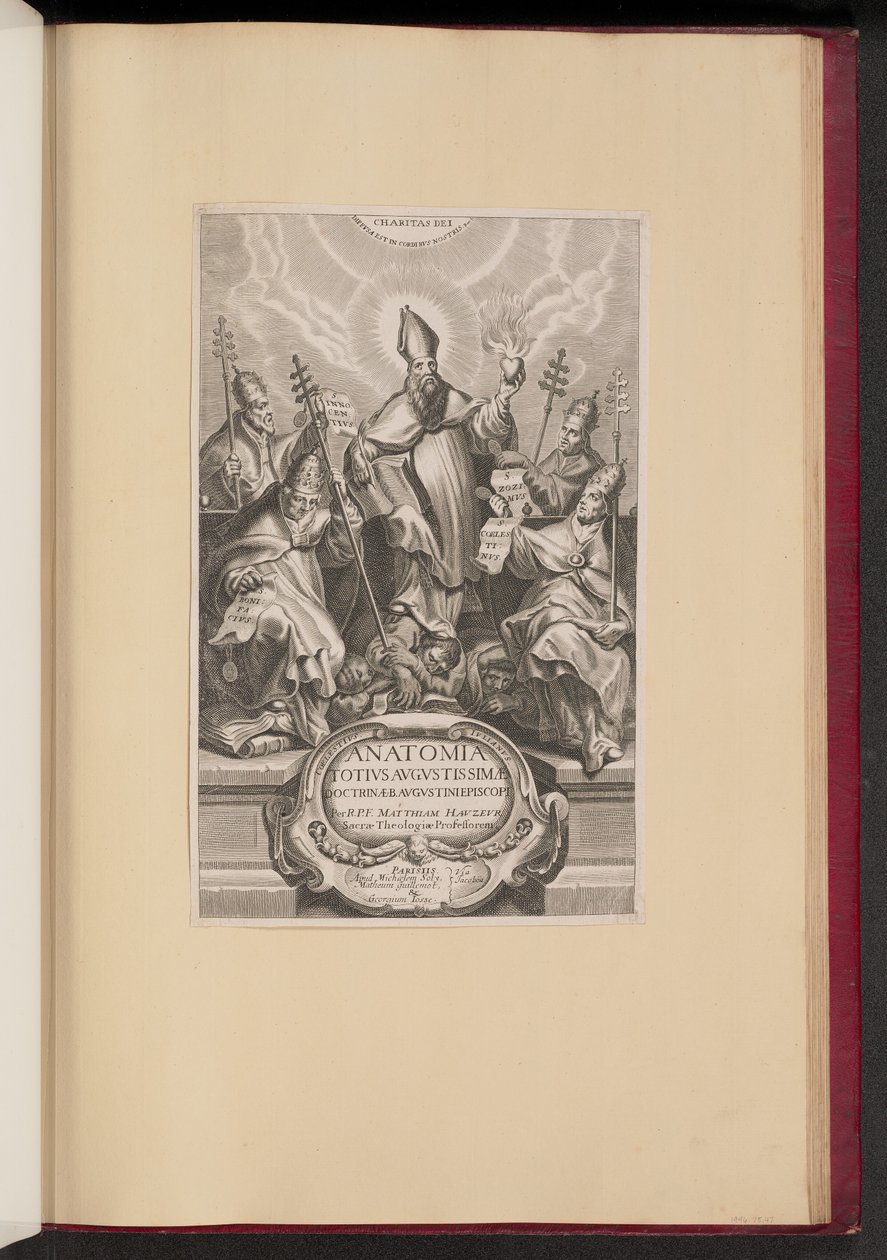 Titelsida för Anatomia Totivs Avgvstissimae Doctrinae Avgvstinae av Netherlandish 17th Century after Cornelis Galle I after Sir Peter Paul Rubens