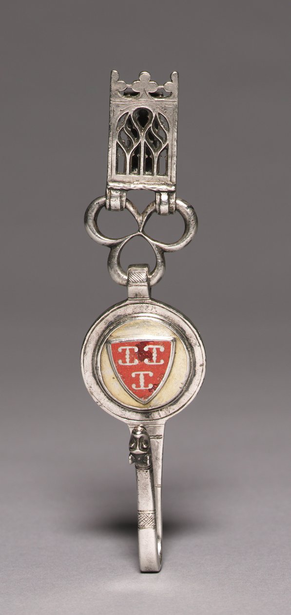 Clavendier (bälteshake), c.1400 (silver, förgyllt silver, champlevéemalj) av Netherlandish School