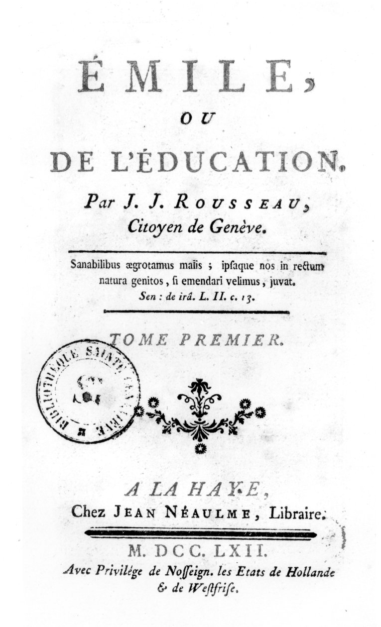 Frontispice för Emile av Jean-Jacques Rousseau, 1762 av Netherlandish School