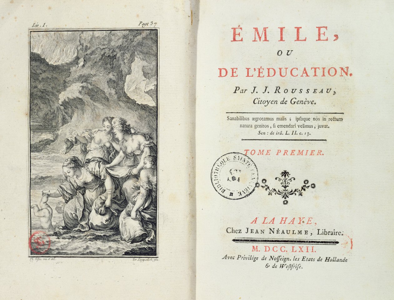 Frontispice för Emile av Jean-Jacques Rousseau, 1762 av Netherlandish School