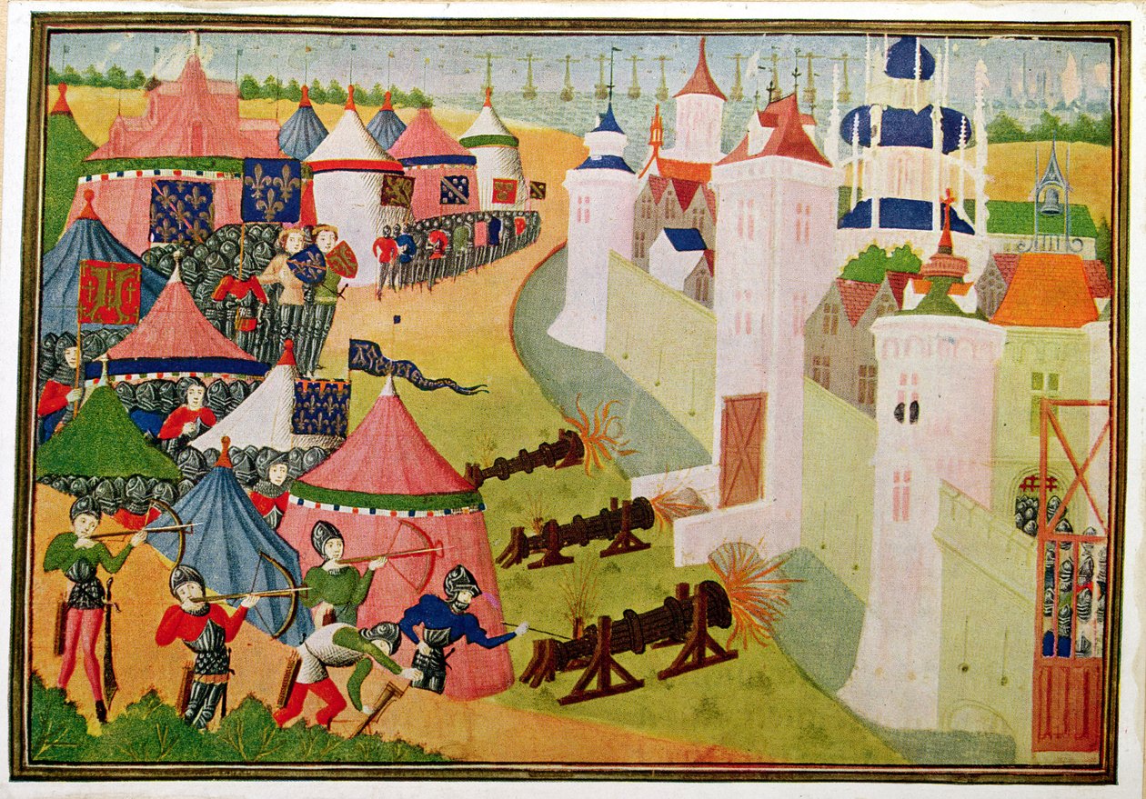 Harl 4379 f.83v Angrepp på piratfästet i Nordafrika (Mahedia) från 