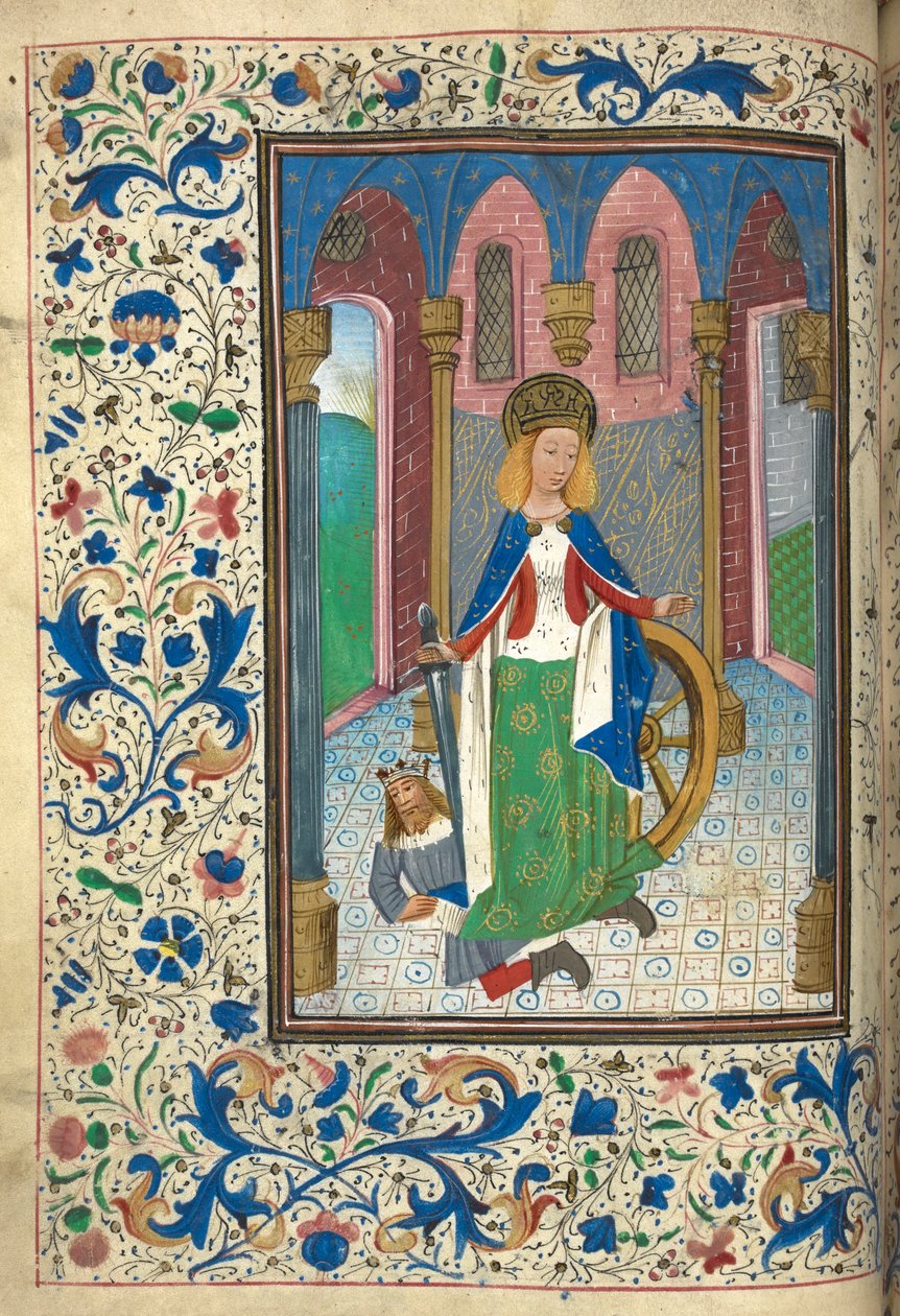 Miniatyr av Katarina av Alexandria, med den romerske kejsaren Maxentius (Marcus Aurelius Valerius Maxentius Augustus) (vellum) av Netherlandish School