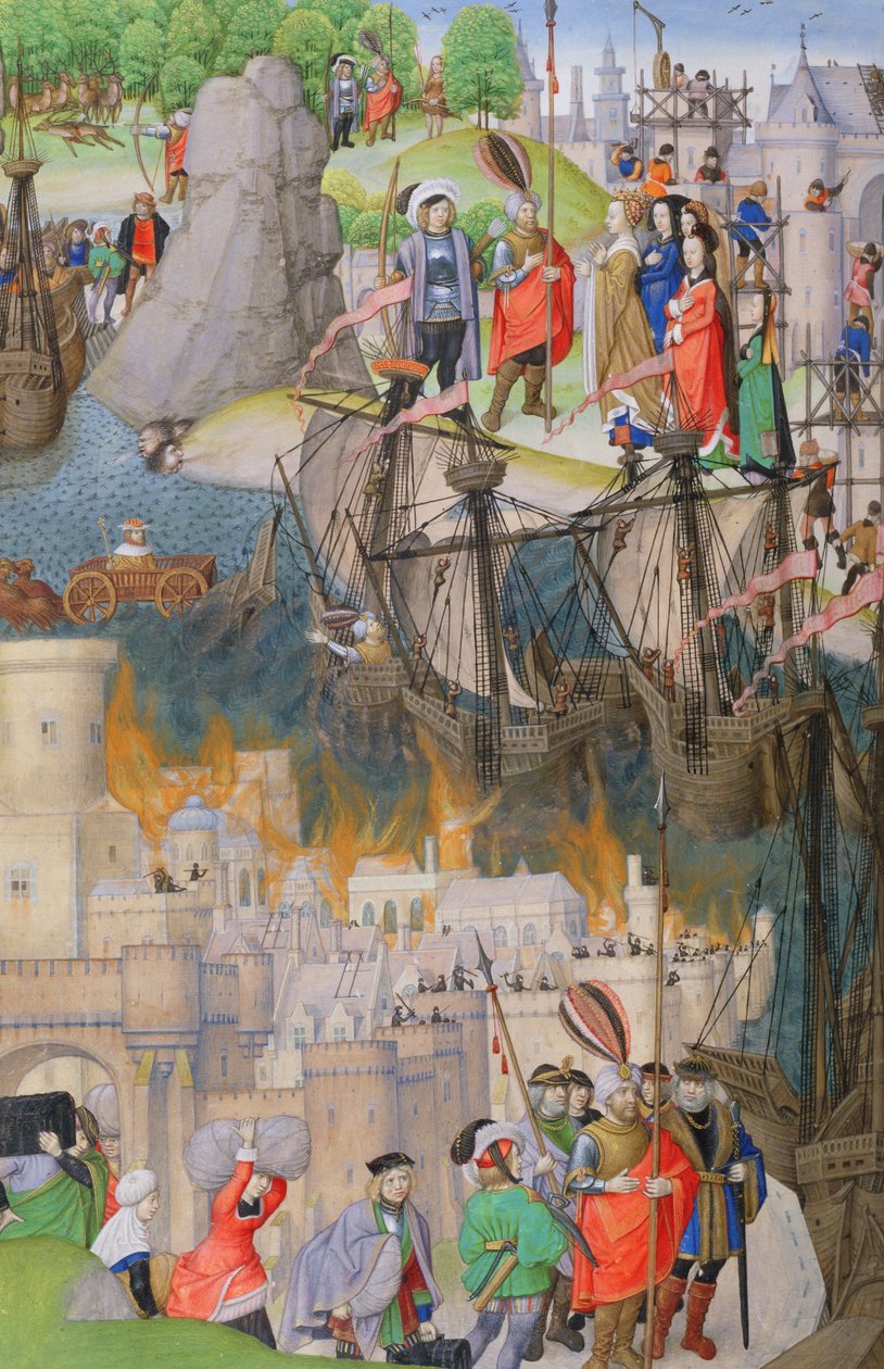 Ms 311 f.122 v. Scener från Aeneiden, av Vergilius, 1472-73 av Netherlandish School