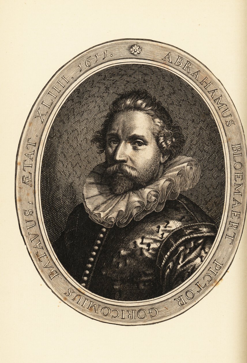 Porträtt av Abraham Bloemaert, holländsk målare och grafiker, etsare och gravör, Haarlem Manierist av Netherlandish School