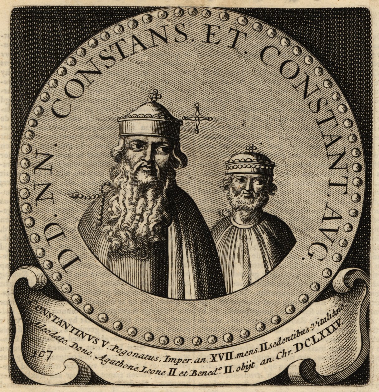 Porträtt av bysantinska kejsarna Constans II och Constantine IV. av Netherlandish School