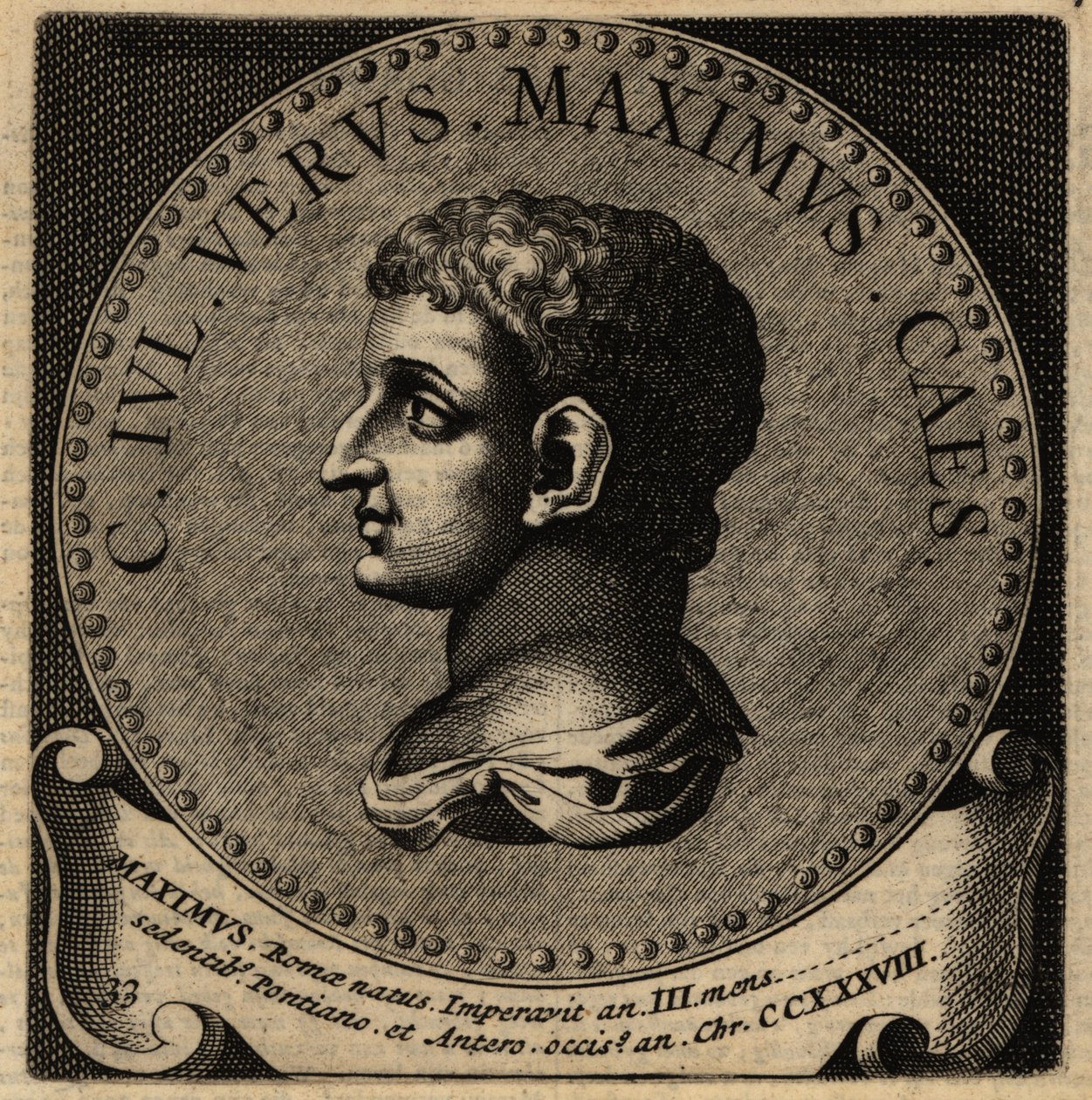 Porträtt av den romerske kejsaren Gaius Julius Verus Maximus. av Netherlandish School