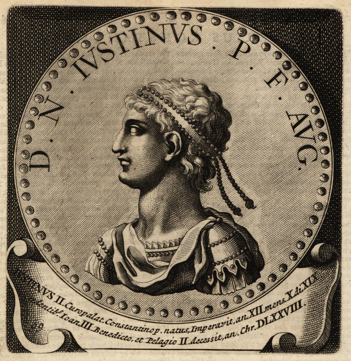 Porträtt av den romerske kejsaren Justin II. av Netherlandish School