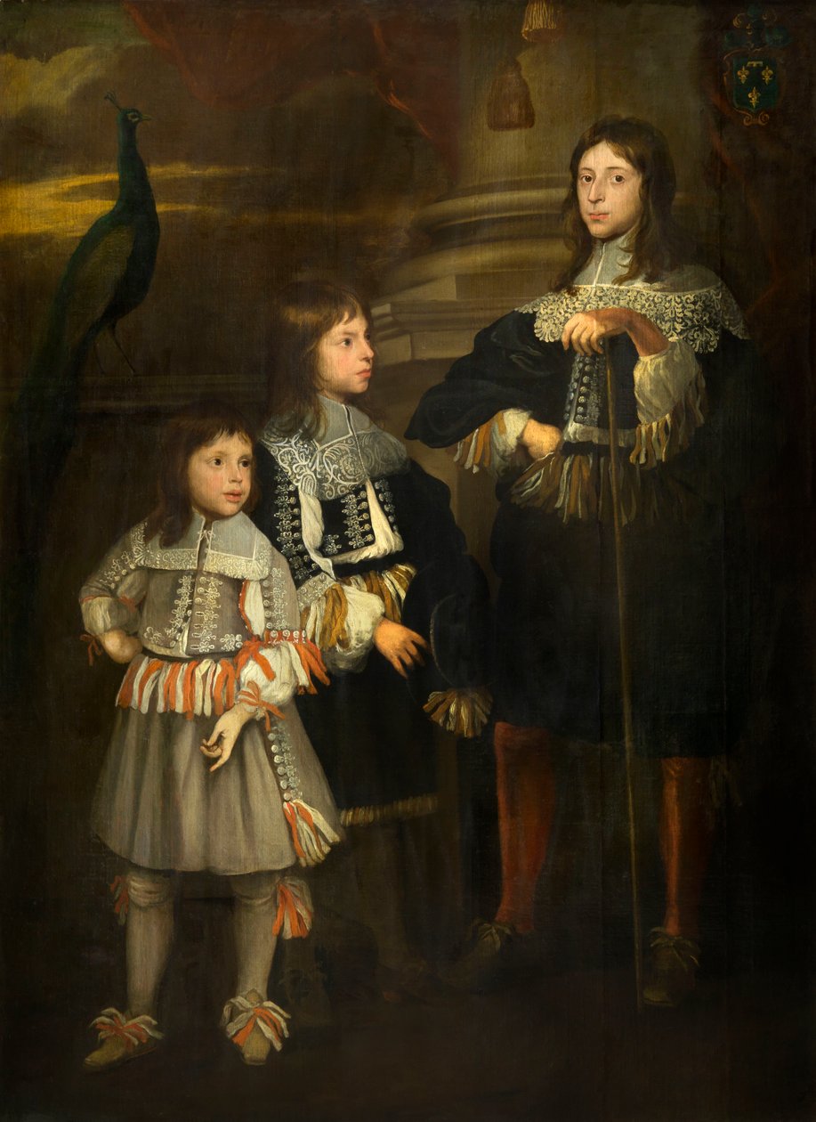 Porträtt av tre barn (olja på duk) av Netherlandish School