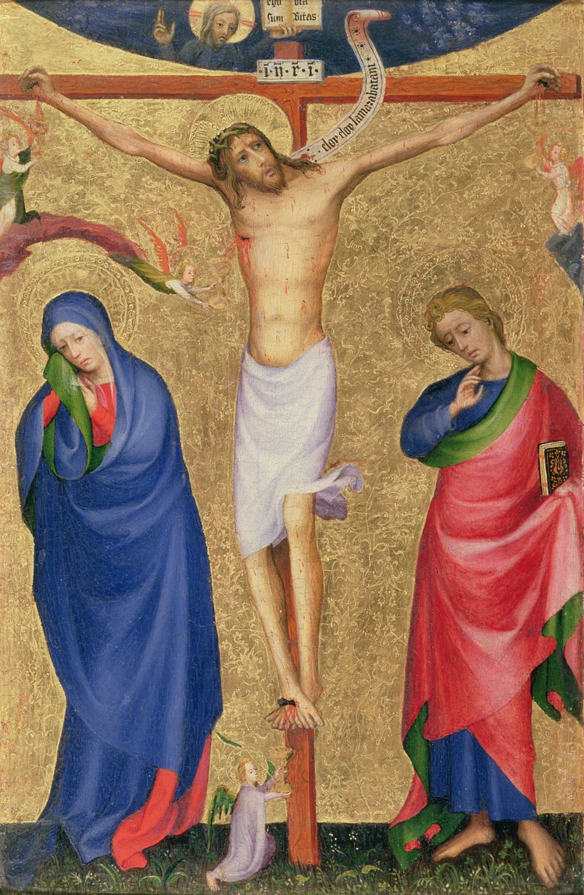 Korsfästelsen, från en fällbar altartavla, ca 1400 (tempera & bladguld på panel) av Netherlandish School