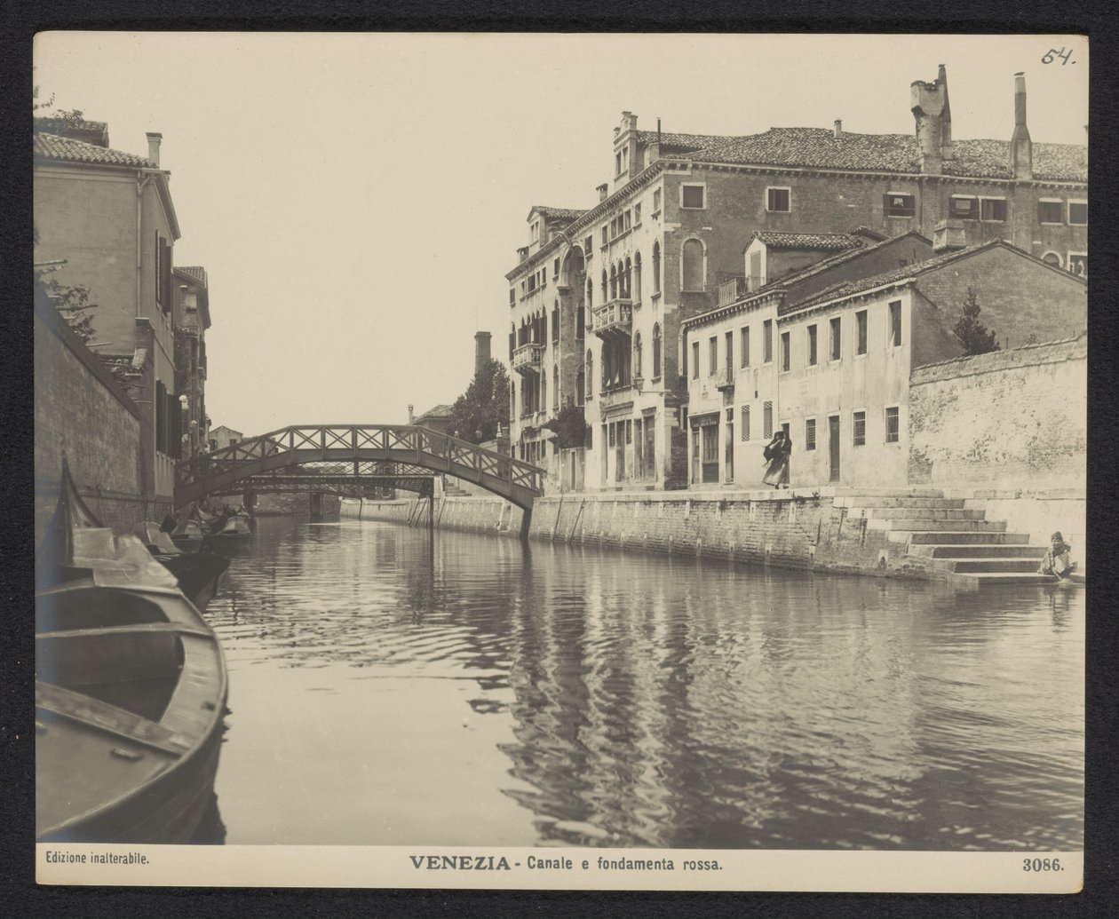 Utsikt över Fondamenta Rossa i Venedig Venedig - Canale e fondamenta rossa (titel på objekt) av Neue Photographische Gesellschaft