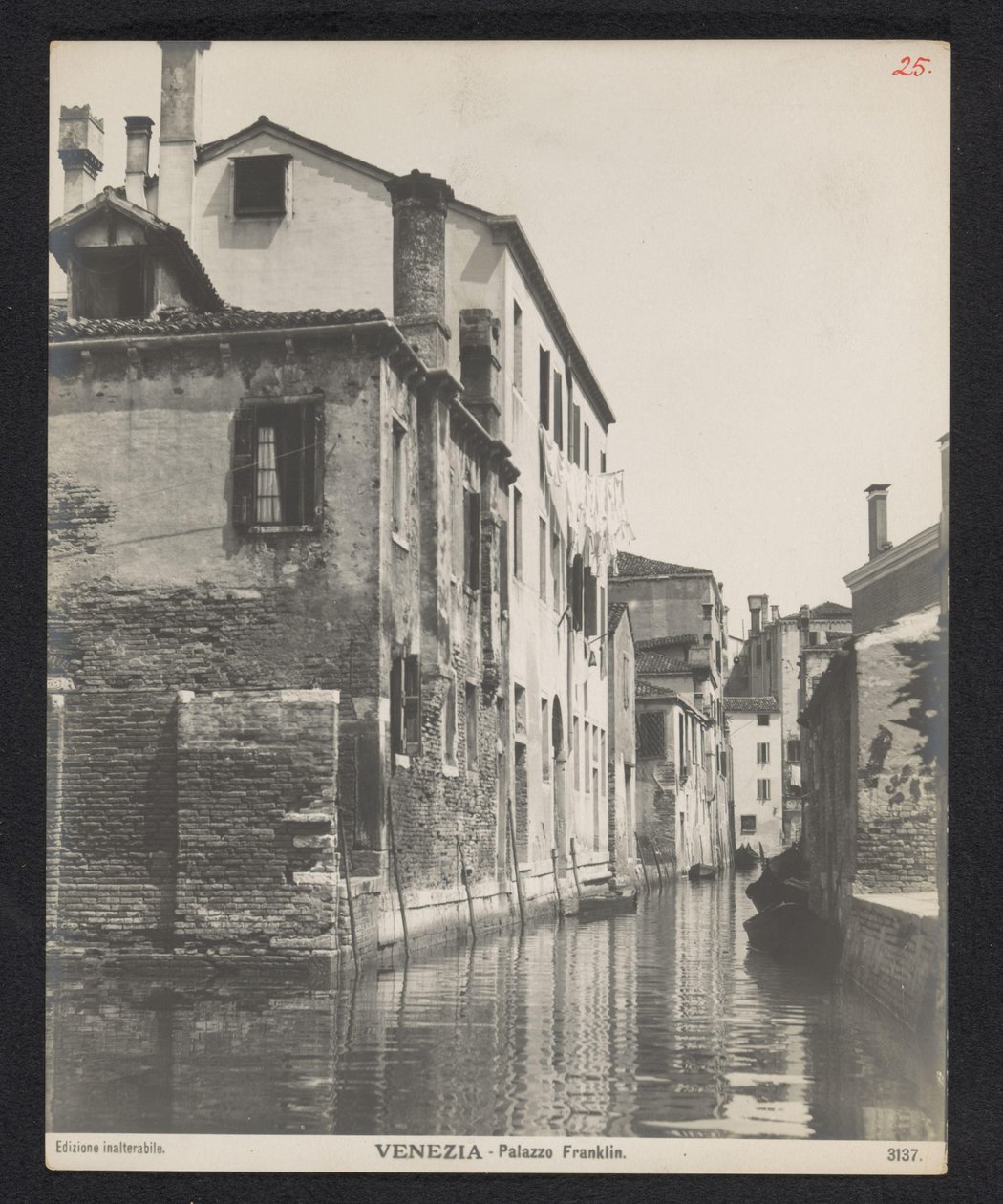 Kanal i Venedig Venedig - Palazzo Franklin (titel på objekt) av Neue Photographische Gesellschaft