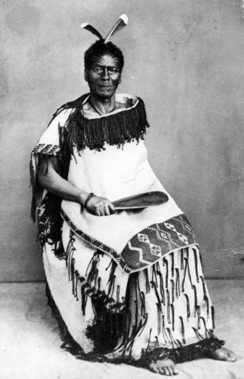 Porträtt av en maori man, före 1880 av New Zealand Photographer