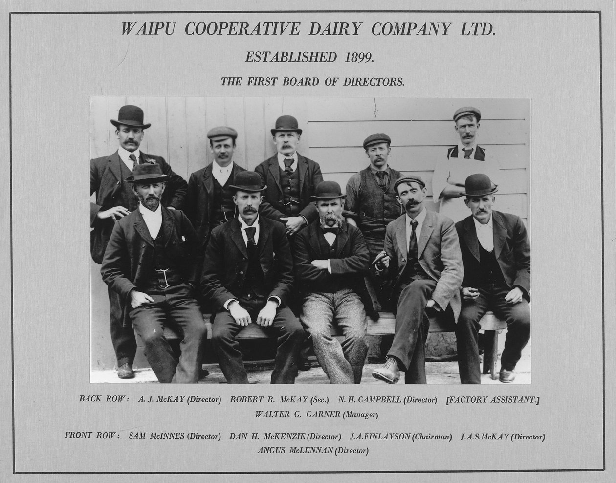 Den första styrelsen för Waipu Cooperative Dairy Company, 1899 av New Zealander Photographer