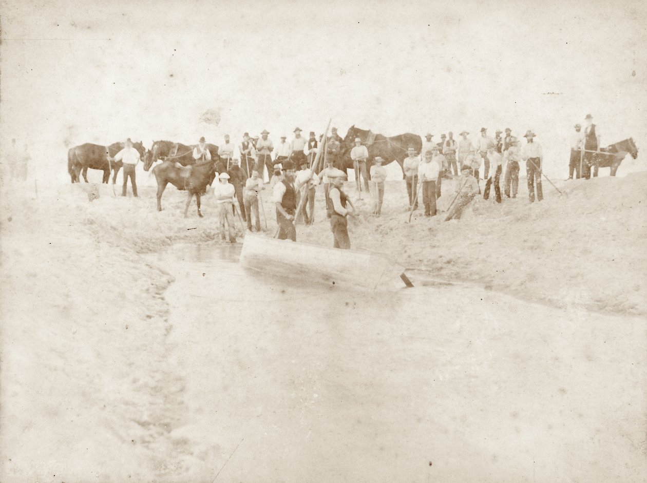 Öppnandet av Waipu flodmynning, sent 1880-tal (sepiafoto) av New Zealander Photographer