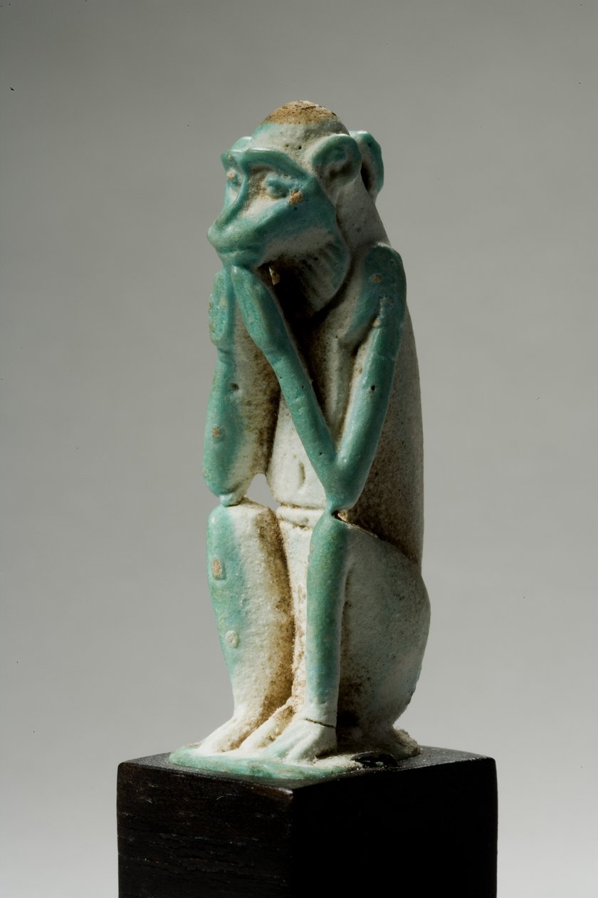 Amulet av en apa, 18:e-19:e dynastin, 1540-1186 f.Kr. (fajans) (se även 270368) av New Kingdom Egyptian