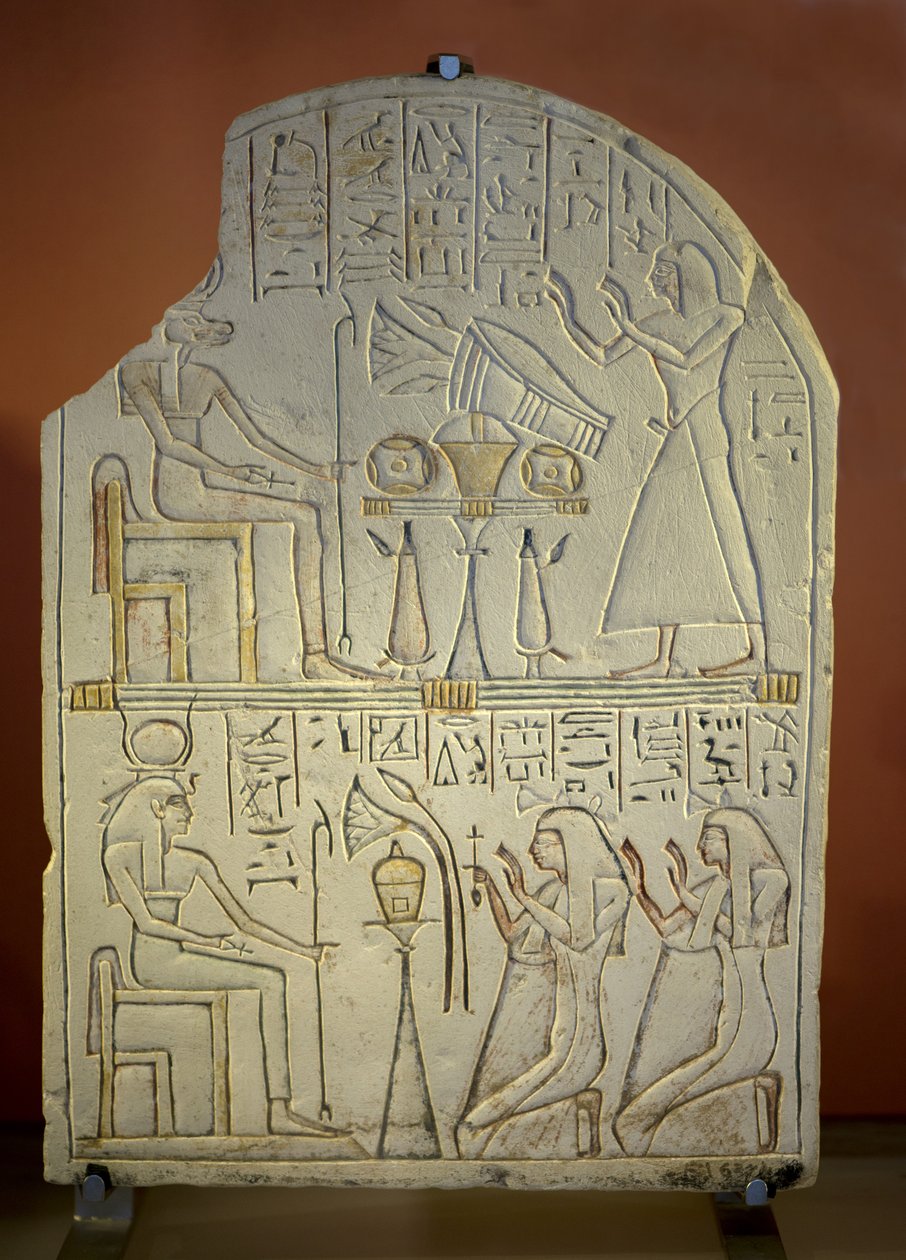 Konst Egypten Stele de Penboui a Toueris och Isis Hathor (målad kalksten, nytt imperium av New Kingdom Egyptian