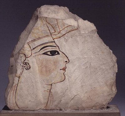 Ostracon med profilen av en kung (kalksten) av New Kingdom Egyptian