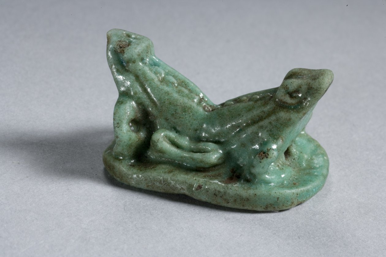 Scaraboid av två sammanfogade grodor, 18:e-19:e dynastin, 1540-1186 f.Kr. (fajans) (se 270367 för undersida) av New Kingdom Egyptian