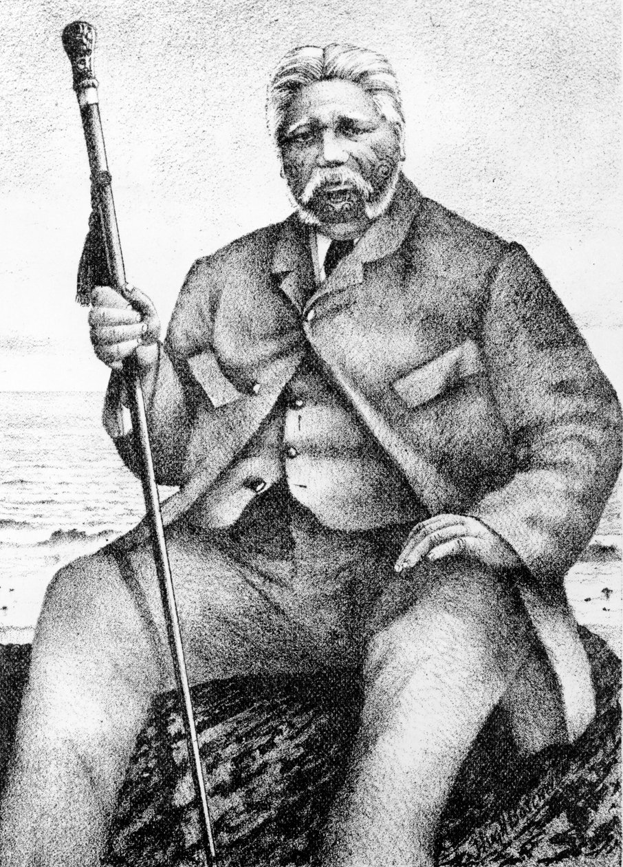 Reihana Waha-nui, illustration från John Whites "Ancient History of the Maori", 1897 av New Zealand School
