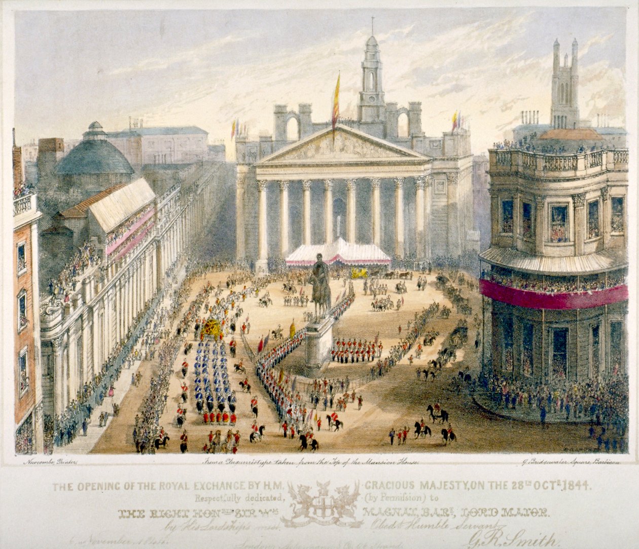 Invigning av Royal Exchange, City of London, 1844. av Newcombe