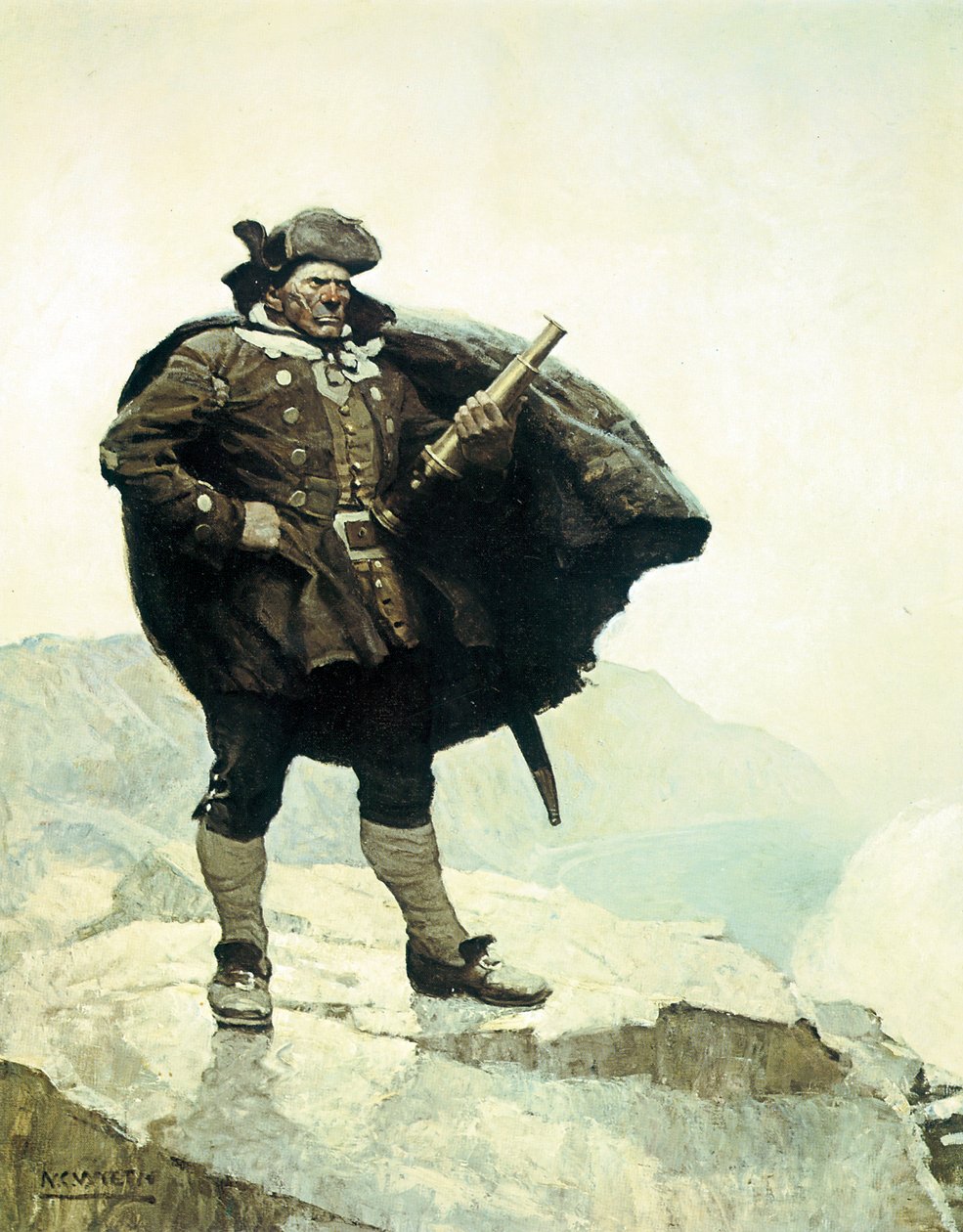 Billy Bones, illustration från romanen Treasure Island, av Robert Louis Stevenson, 1883 av Newell Convers Wyeth