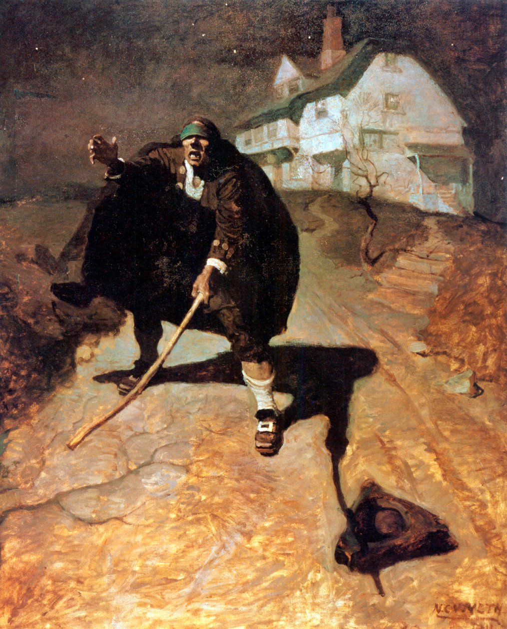 Blind Pew, illustration från Treasure Island, 1911 av Newell Convers Wyeth
