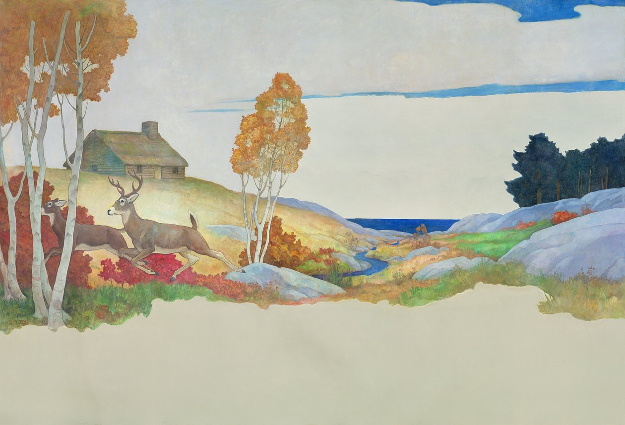 Hjort och bäck, 1945 av Newell Convers Wyeth