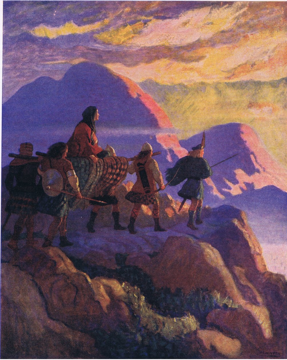 Helen stiger ner i dalen av stenar, från The Scottish Chiefs publicerad av Charles Schribners söner, 1930 av Newell Convers Wyeth