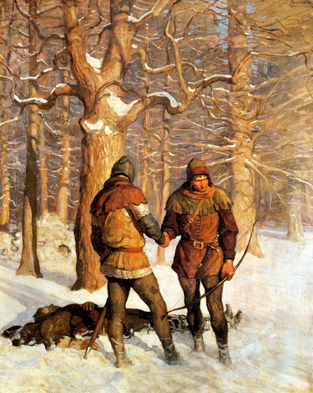 Illustration för "The Black Arrow", av Robert Louis Stevenson, 1916 av Newell Convers Wyeth