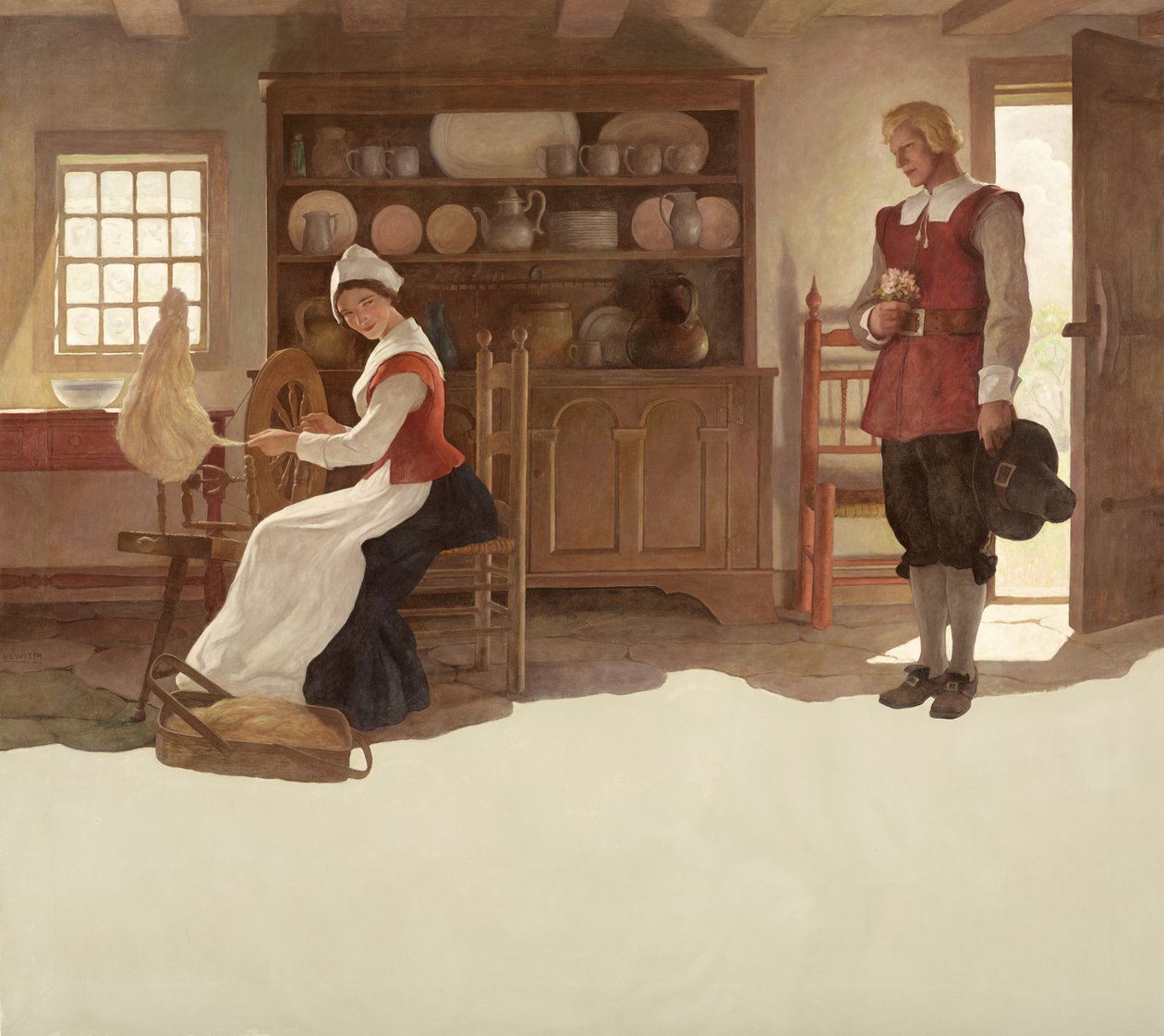 John Alden och Priscilla, 1945 av Newell Convers Wyeth